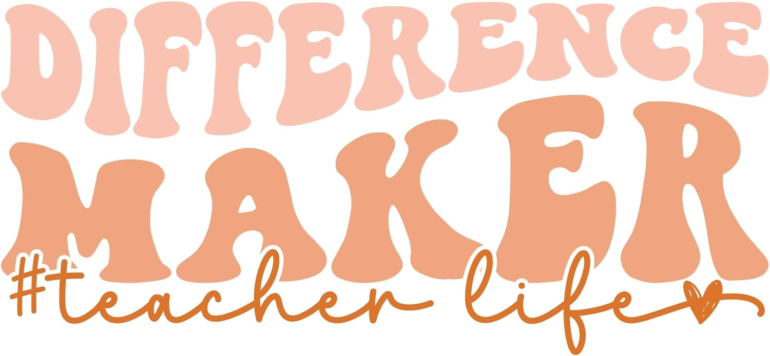 Inspirational Quote "Difference Maker #Teacher Life Sticker" Motivational Sticker Vinyl Decal Motivation Stickers- 5" Vinyl Sticker Waterproof
