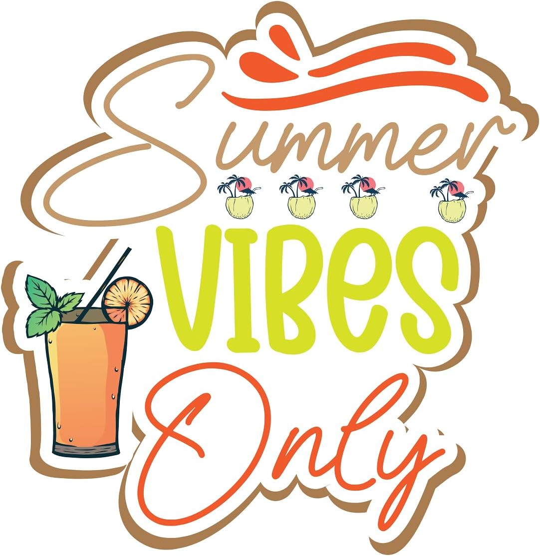 Inspirational Quote "Summer Vibes Only" Motivational Sticker Vinyl Decal Motivation Stickers- 5" Vinyl Sticker Waterproof