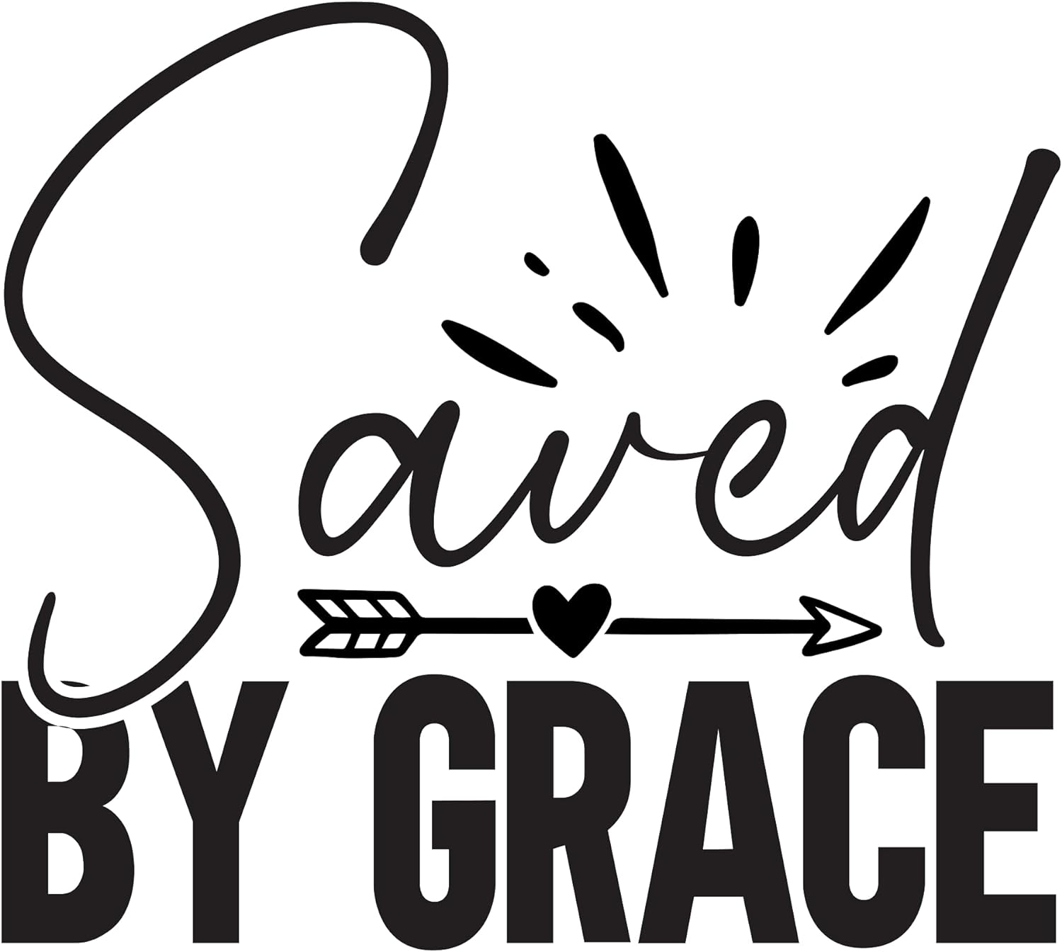 Inspirational Quote "Saved by Grace, Pretty Sticker Gift" Motivational Sticker Vinyl Decal Motivation Stickers- 5" Vinyl Sticker Waterproof