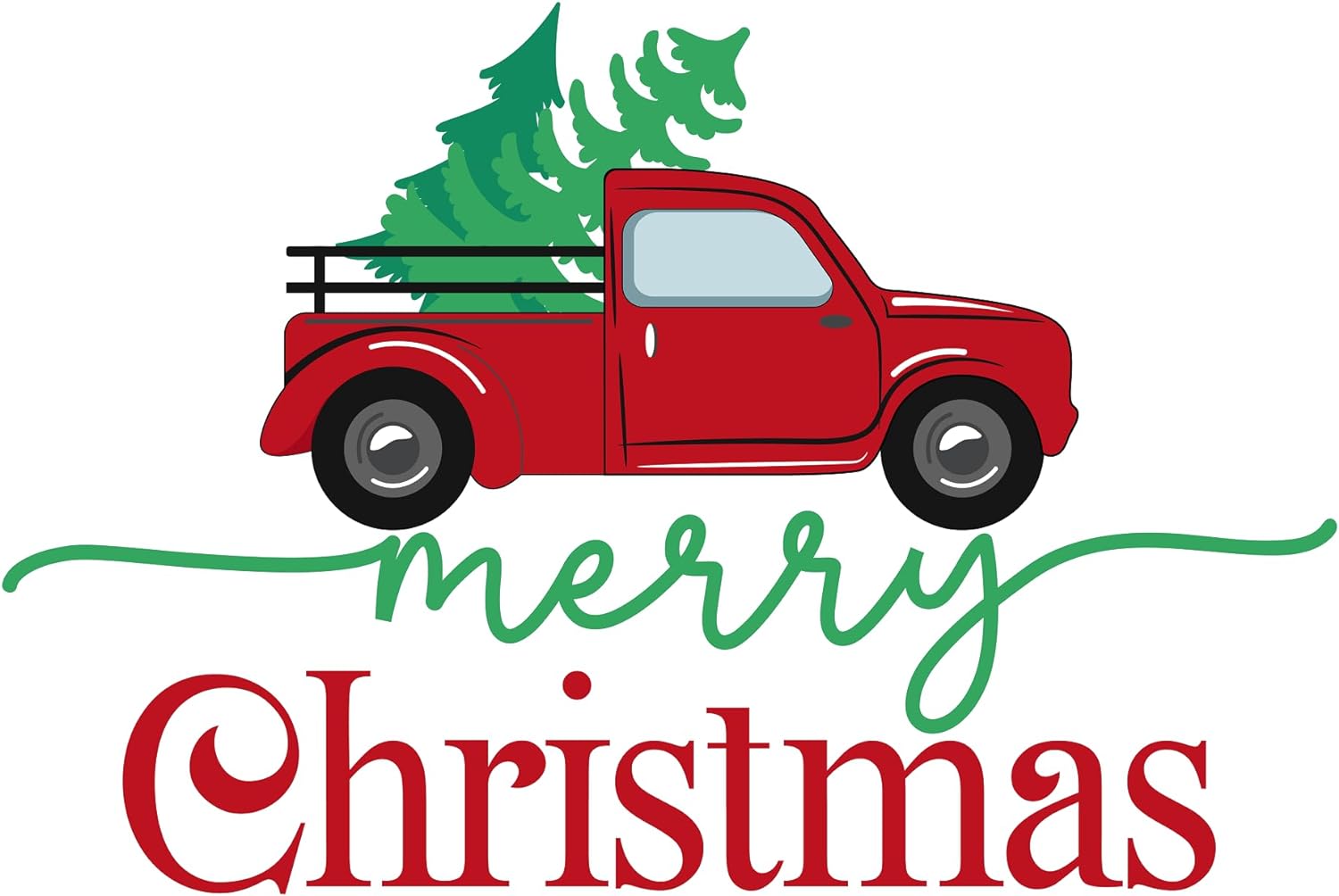Inspirational Quote Merry Christmas Green Tree Delivery Truck Motivational Sticker Vinyl Decal Motivation Stickers- 5" Vinyl Sticker Waterproof