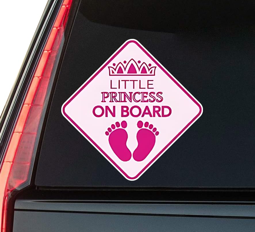 Little Princess on Board Window Vinyl Decal Sticker 6" (White), Waterproof Vinyl Decals for Many Pur
