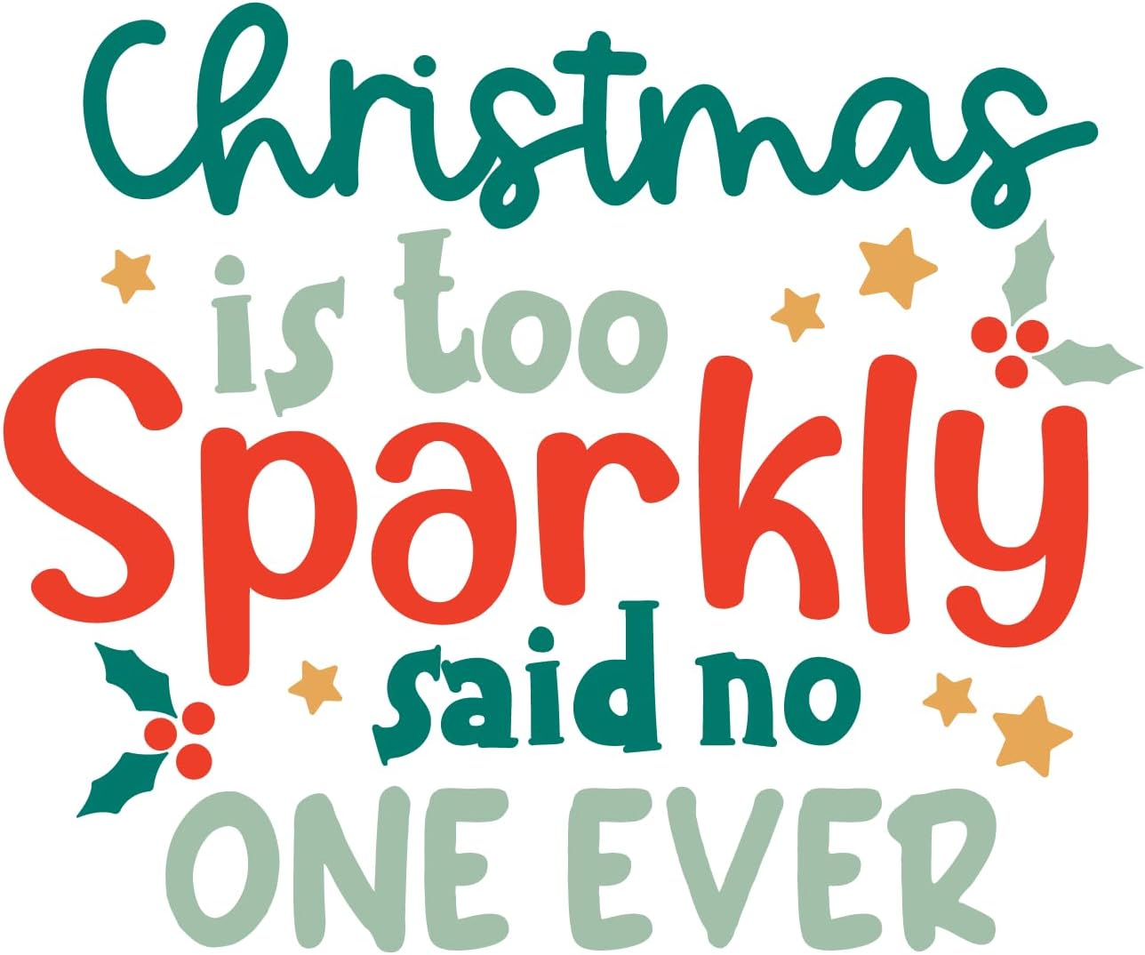 Inspirational Quote Christmas is Too Sparkly Said No One Ever Motivational Sticker Vinyl Decal Motivation Stickers- 5" Vinyl Sticker Waterproof