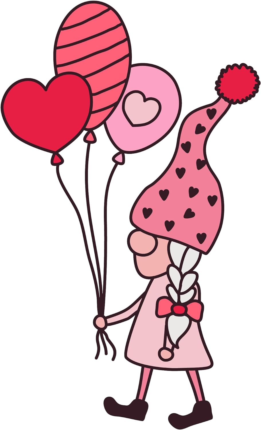 Inspirational Quote Valentine Gnome Heart Balloons Motivational Sticker Vinyl Decal Motivation Stickers- 5" Vinyl Sticker Waterproof