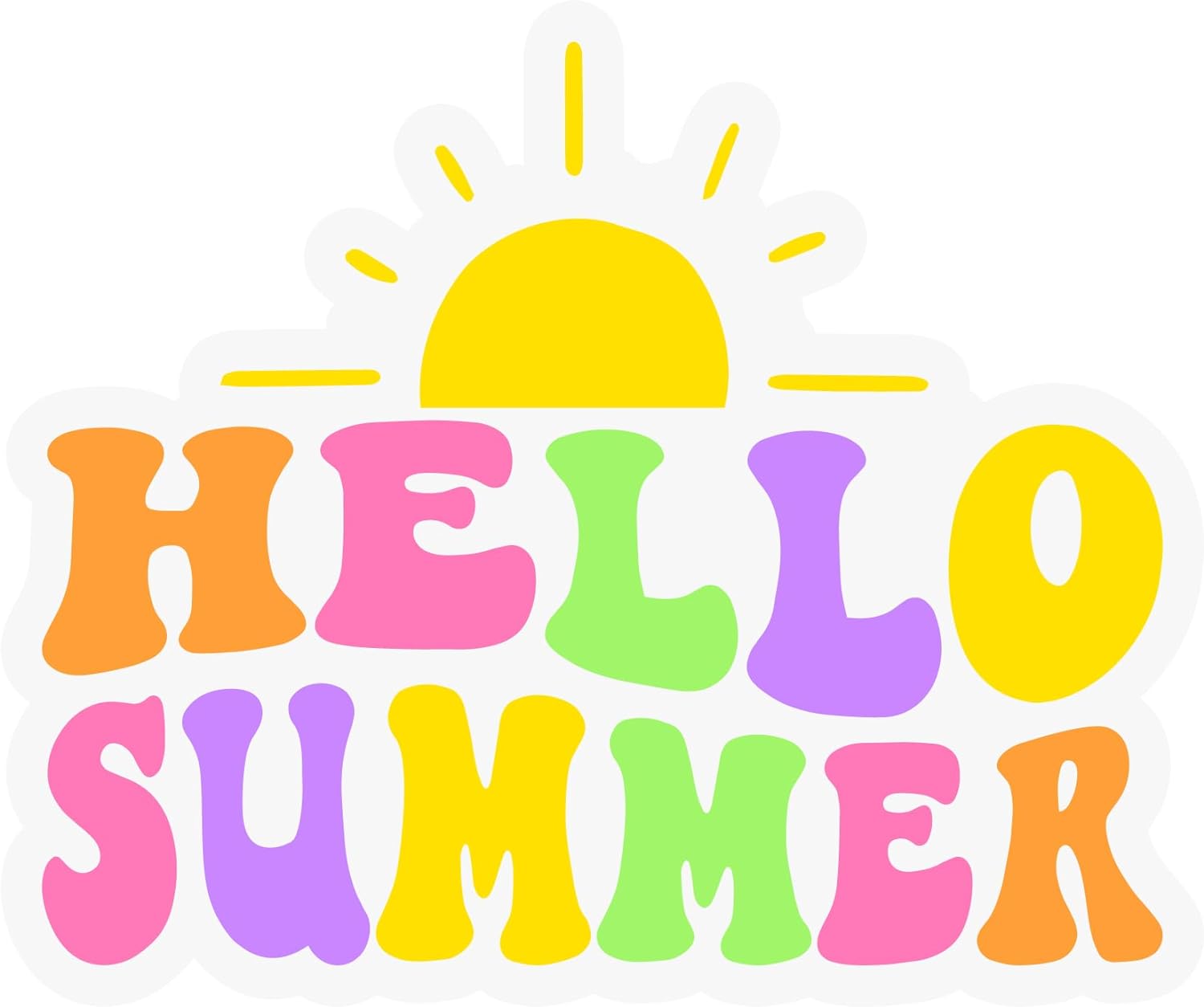 Inspirational Quote "Hello Summer" Motivational Sticker Vinyl Decal Motivation Stickers- 5" Vinyl Sticker Waterproof
