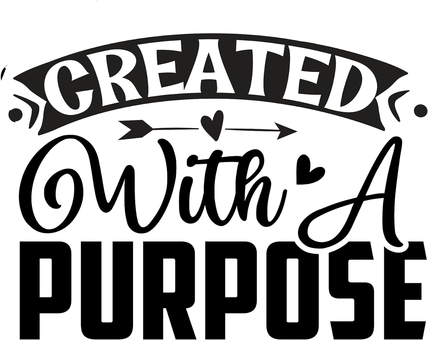 Inspirational Quote "Created with A Purpose Great Gift Sticker" Motivational Sticker Vinyl Decal Motivation Stickers- 5" Vinyl Sticker Waterproof