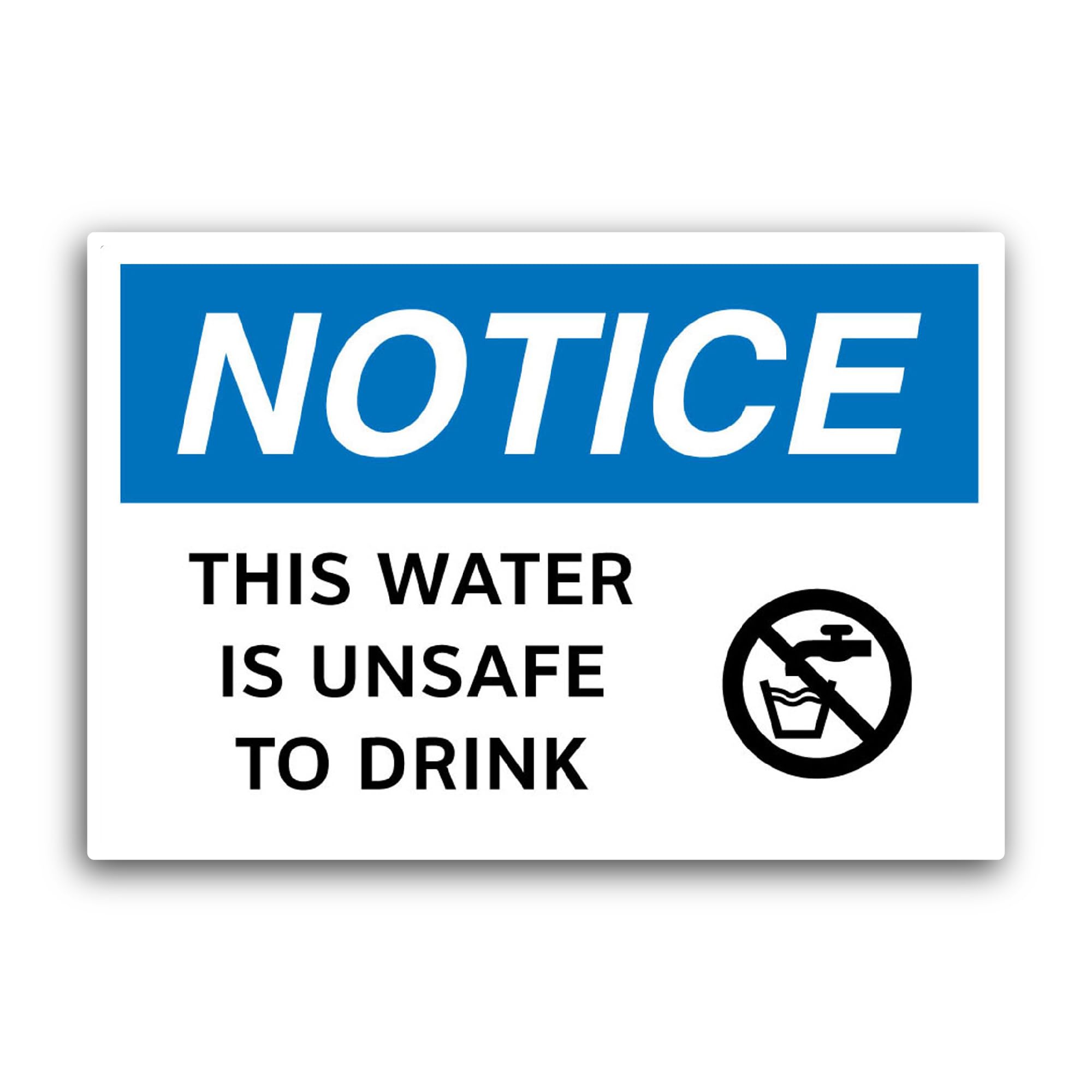 2 (Pieces) 3" and 5" Notice This Water Unsafe Sticker, Waterproof Vinyl Decals for Many Purpose Like