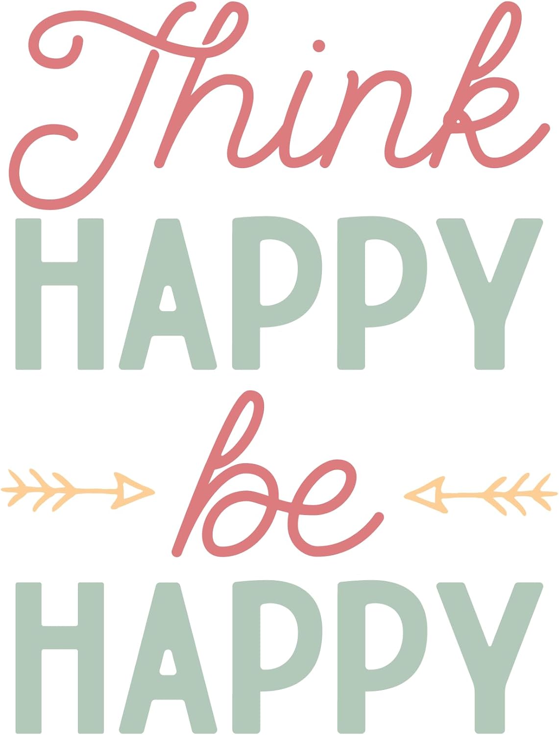 Inspirational Quote "Think Happy Be Happy" Motivational Sticker Vinyl Decal Motivation Stickers- 5" Vinyl Sticker Waterproof