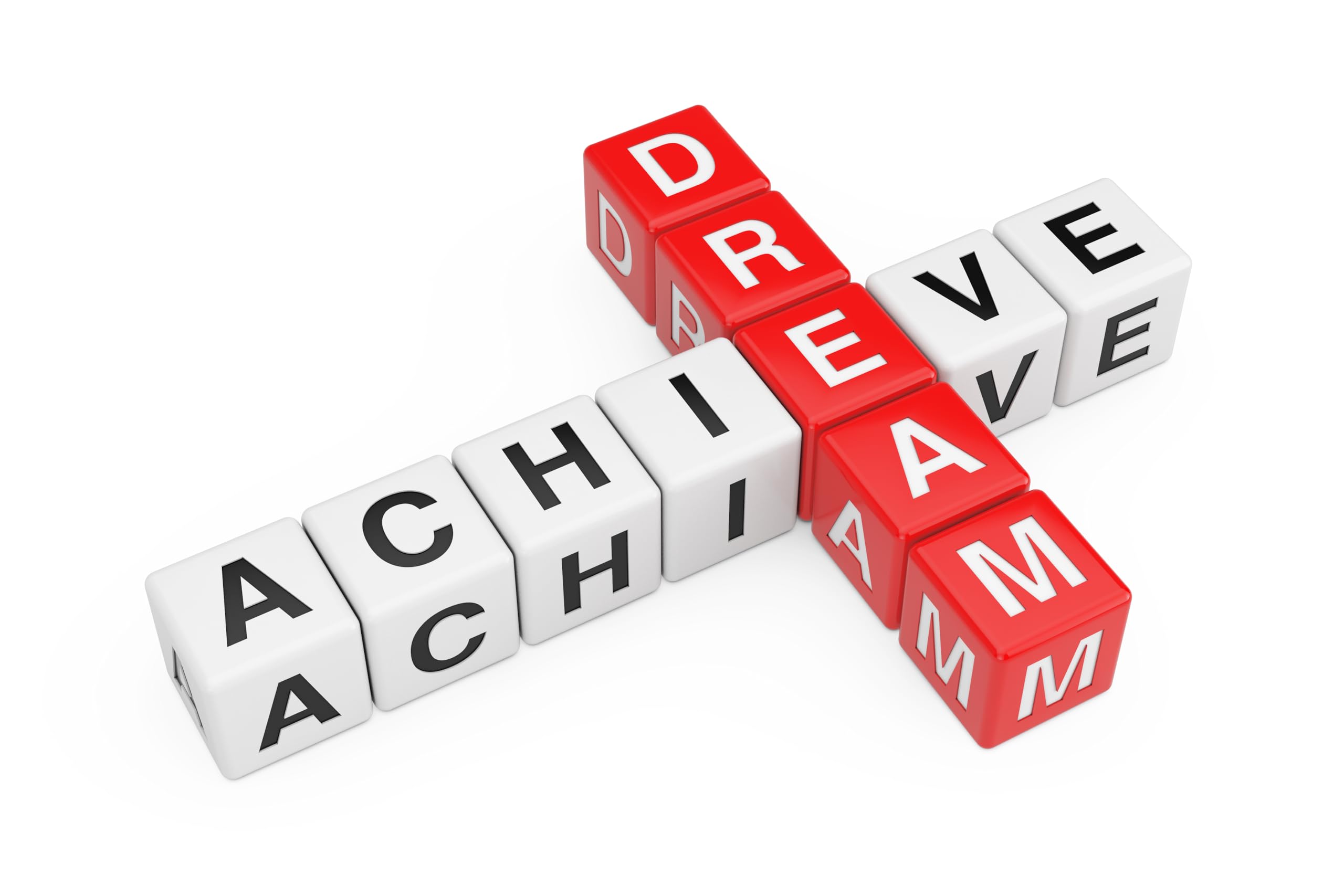 Achieve Dream Sign as Crossword Cube Blocks Sticker - 5" Vinyl Sticker Waterproof