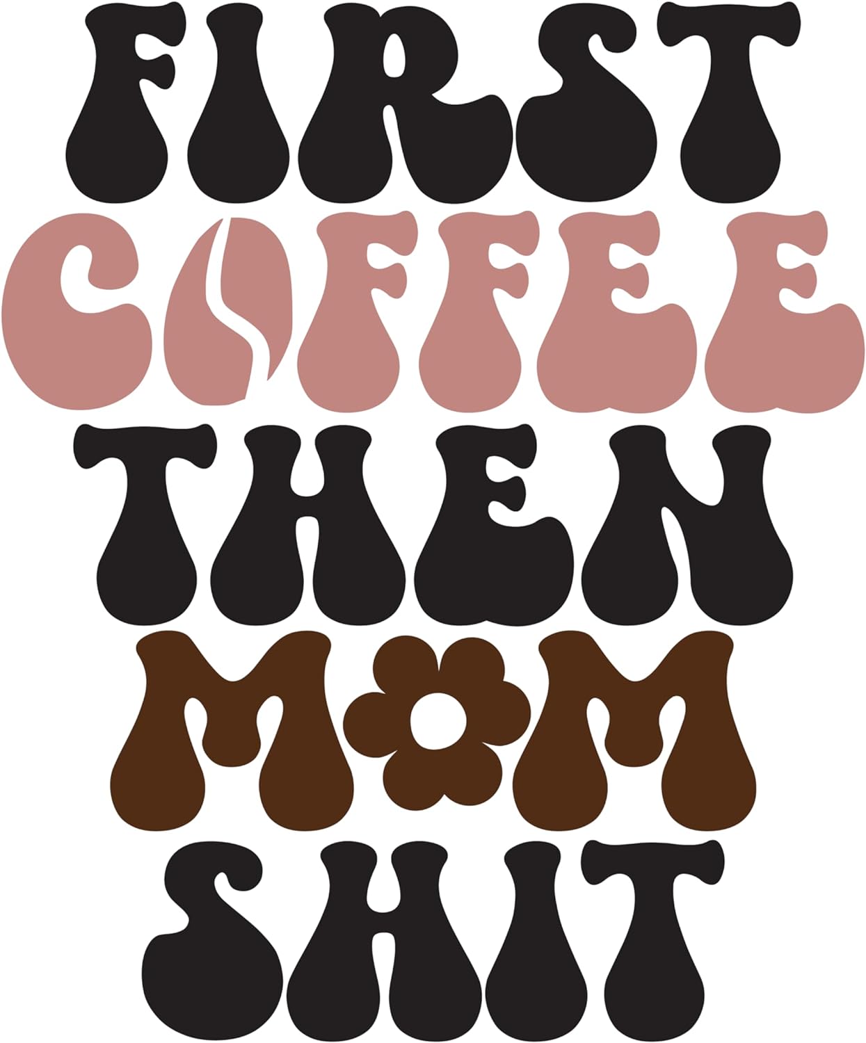 Inspirational Quote "First Coffee Then Mom Shit" Motivational Sticker Vinyl Decal Motivation Stickers- 5" Vinyl Sticker Waterproof