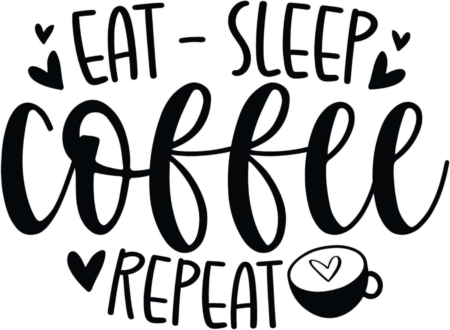 Inspirational Quote "Eat Sleep Coffee Repeat" Motivational Sticker Vinyl Decal Motivation Stickers- 5" Vinyl Sticker Waterproof