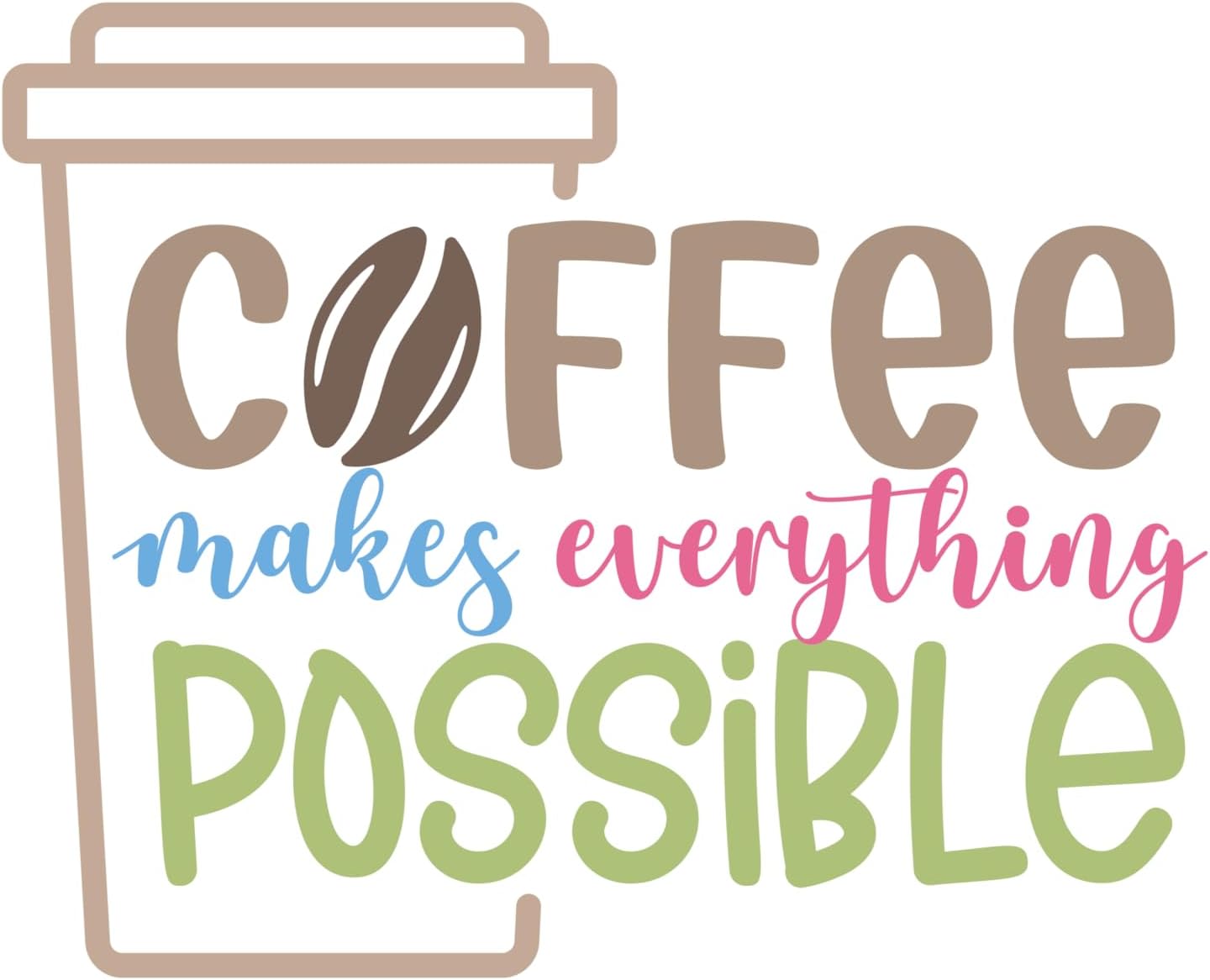 Inspirational Quote "Coffee Makes Everything Possible" Motivational Sticker Vinyl Decal Motivation Stickers- 5" Vinyl Sticker Waterproof
