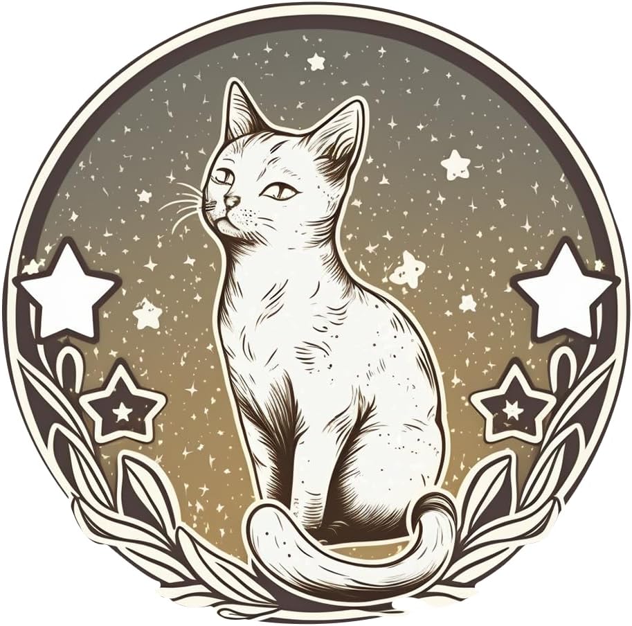 Inspirational Quote "A Beatuiful Cat in The Circle" Motivational Sticker Vinyl Decal Motivation Stickers- 5" Vinyl Sticker Waterproof