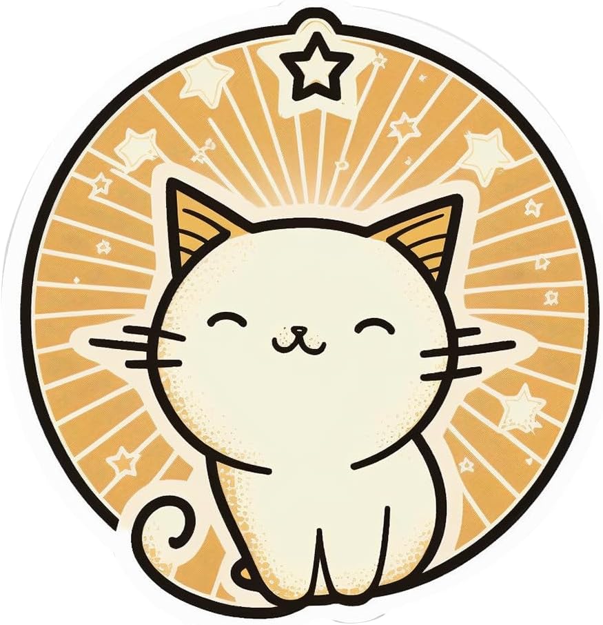 Inspirational Quote "Happy Cat in The Circle" Motivational Sticker Vinyl Decal Motivation Stickers- 5" Vinyl Sticker Waterproof