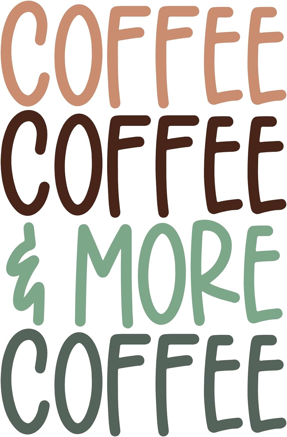 Inspirational Quote "Coffee Coffee More Coffee" Motivational Sticker Vinyl Decal Motivation Stickers- 5" Vinyl Sticker Waterproof