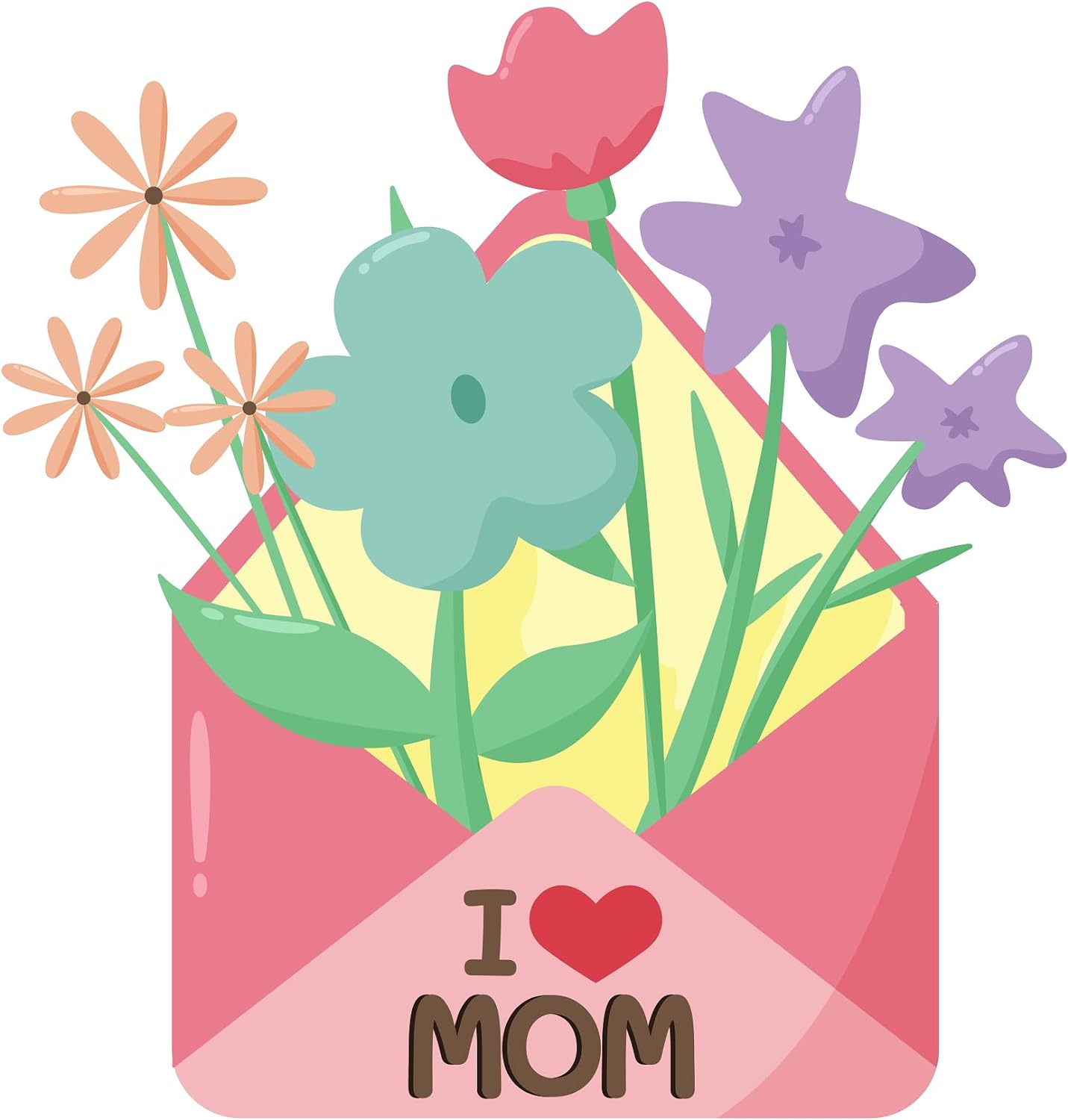 Inspirational Quote "Mother's Day Envelope with Flowers" Motivational Sticker Vinyl Decal Motivation Stickers- 5" Vinyl Sticker Waterproof