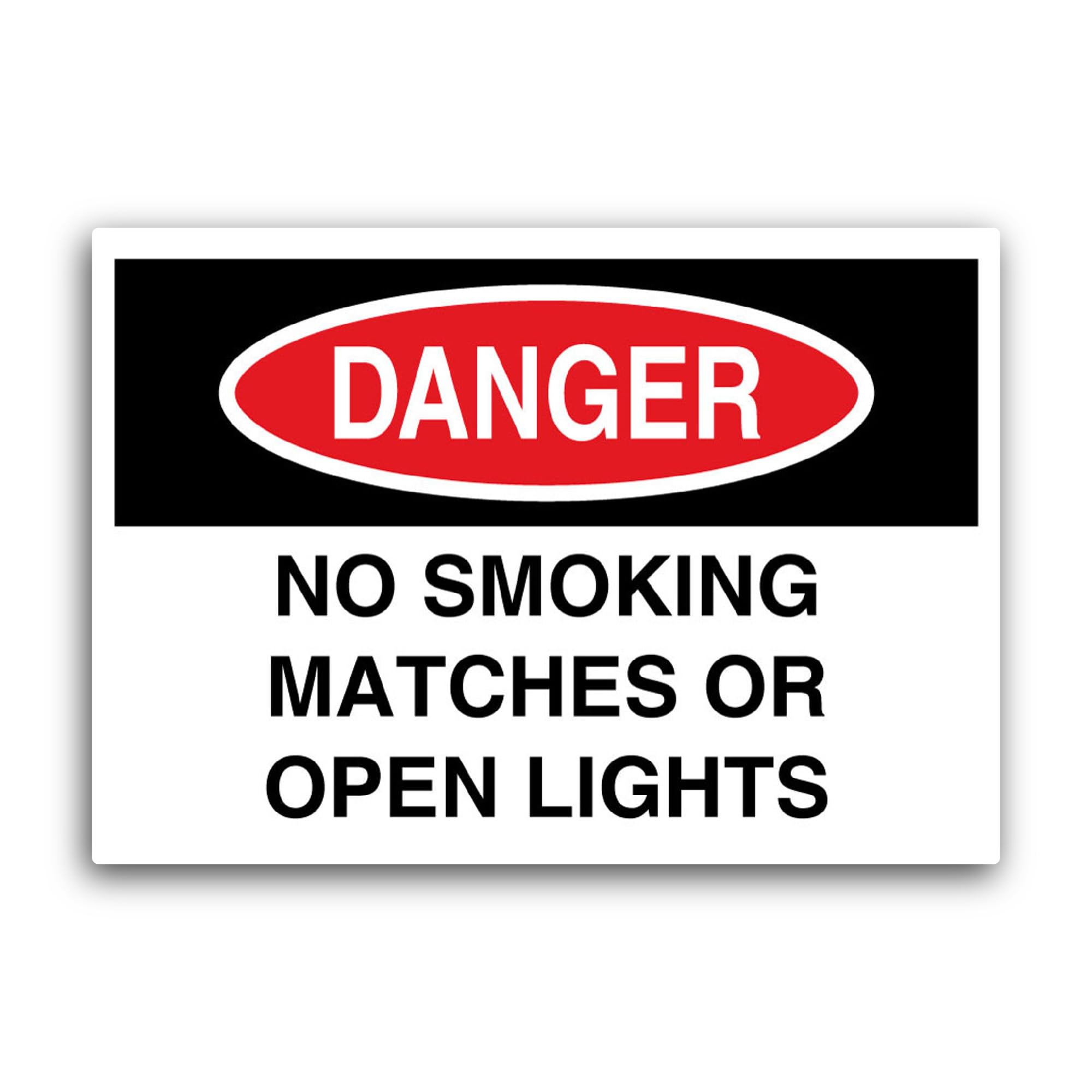 2 (Pieces) 3" and 5" Danger No Smoking, Matches or Open Lights Sticker, Waterproof Vinyl Decals for