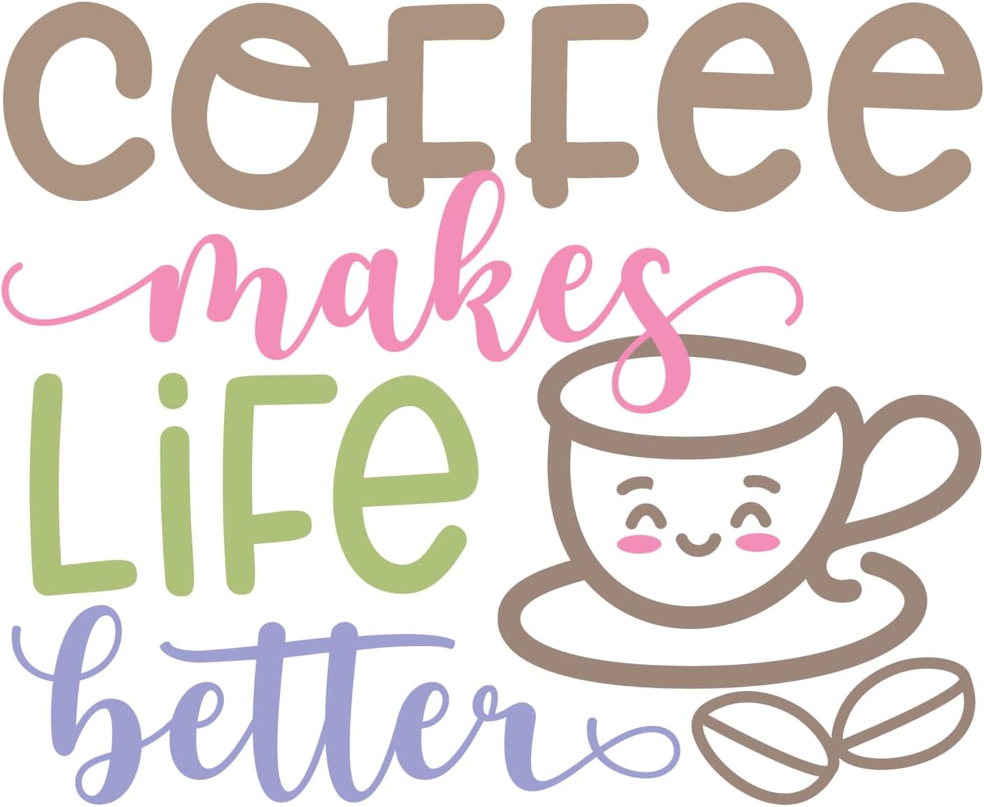 Inspirational Quote "Coffee Makes Life Better-" Motivational Sticker Vinyl Decal Motivation Stickers- 5" Vinyl Sticker Waterproof