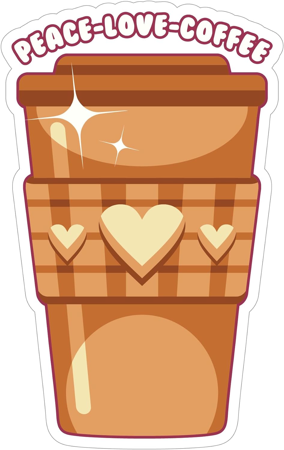 Inspirational Quote Peace-Love-Coffee Motivational Sticker Vinyl Decal Motivation Stickers- 5" Vinyl Sticker Waterproof