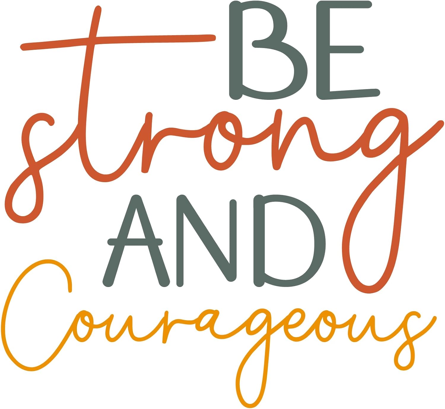 Inspirational Quote "Be Strong And Courageous" Motivational Sticker Vinyl Decal Motivation Stickers- 5" Vinyl Sticker Waterproof
