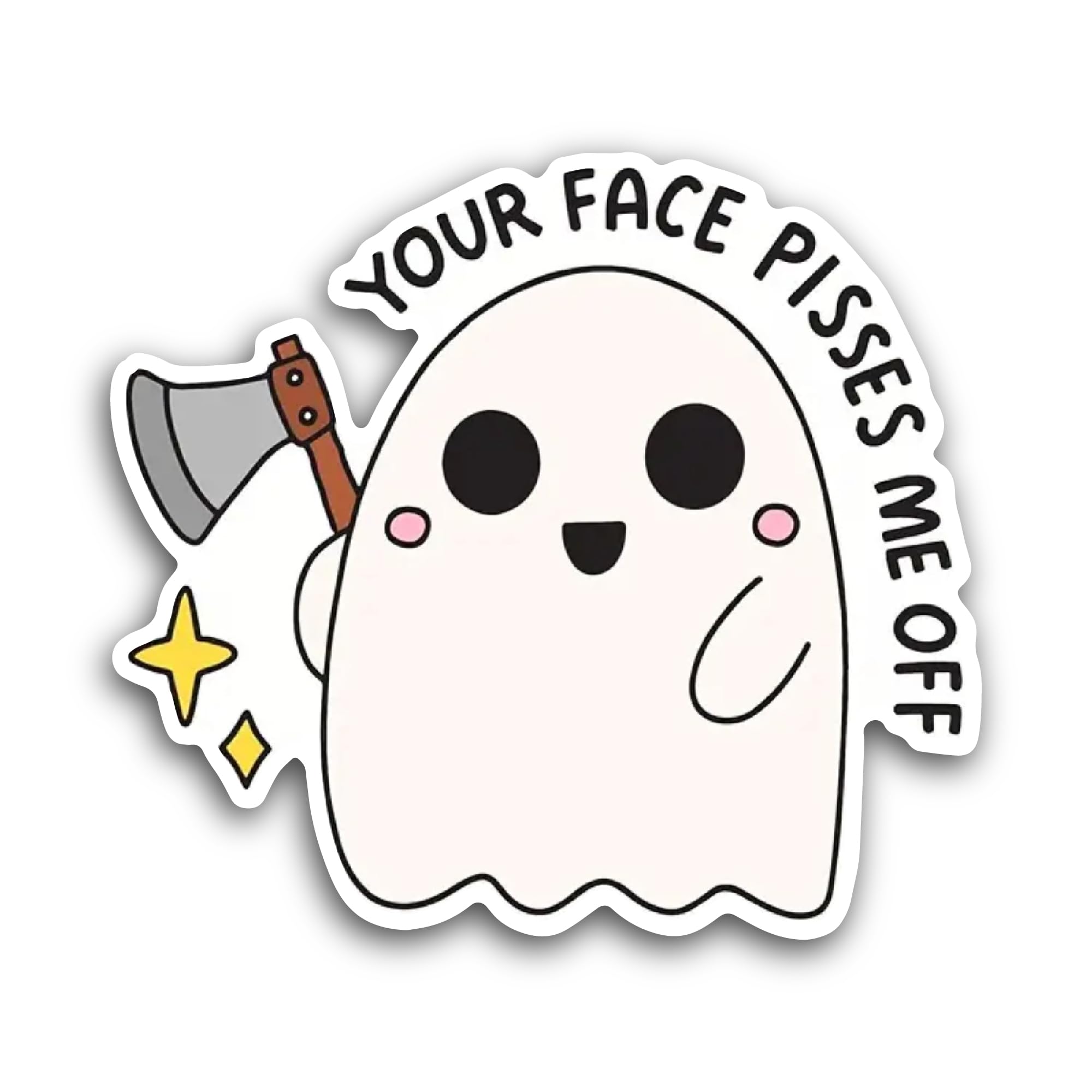 2 (Pieces) 3" and 5" Your Face Pisses Me Off Text Sticker, Waterproof Vinyl Decals for Many Purpose