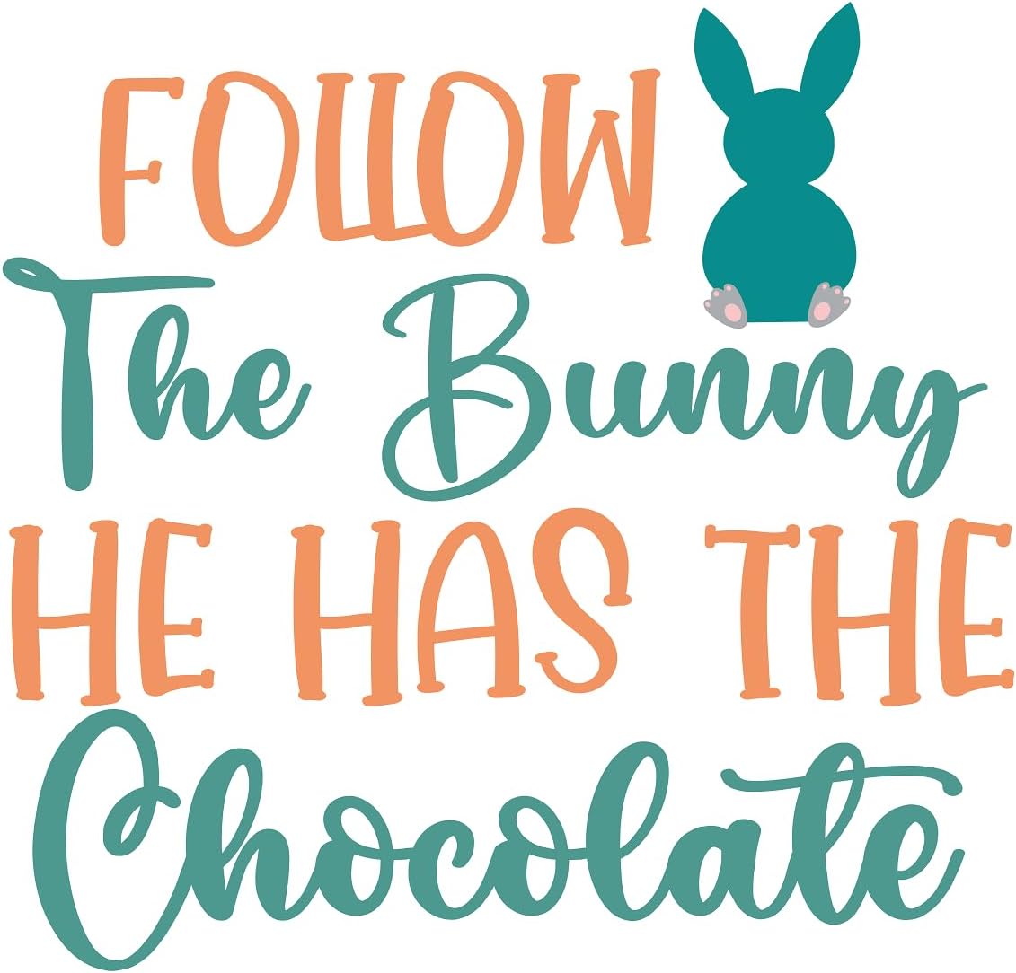 Inspirational Quote "Follow The Bunny He Has The Chocolate" Motivational Sticker Vinyl Decal Motivation Stickers- 5" Vinyl Sticker Waterproof