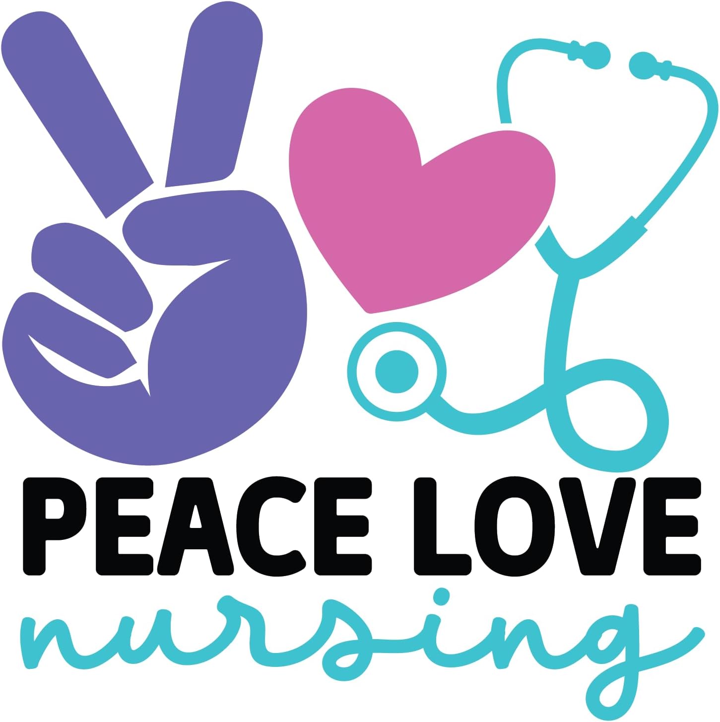Inspirational Quote "Peack Love Nursing" Motivational Sticker Vinyl Decal Motivation Stickers- 5" Vinyl Sticker Waterproof