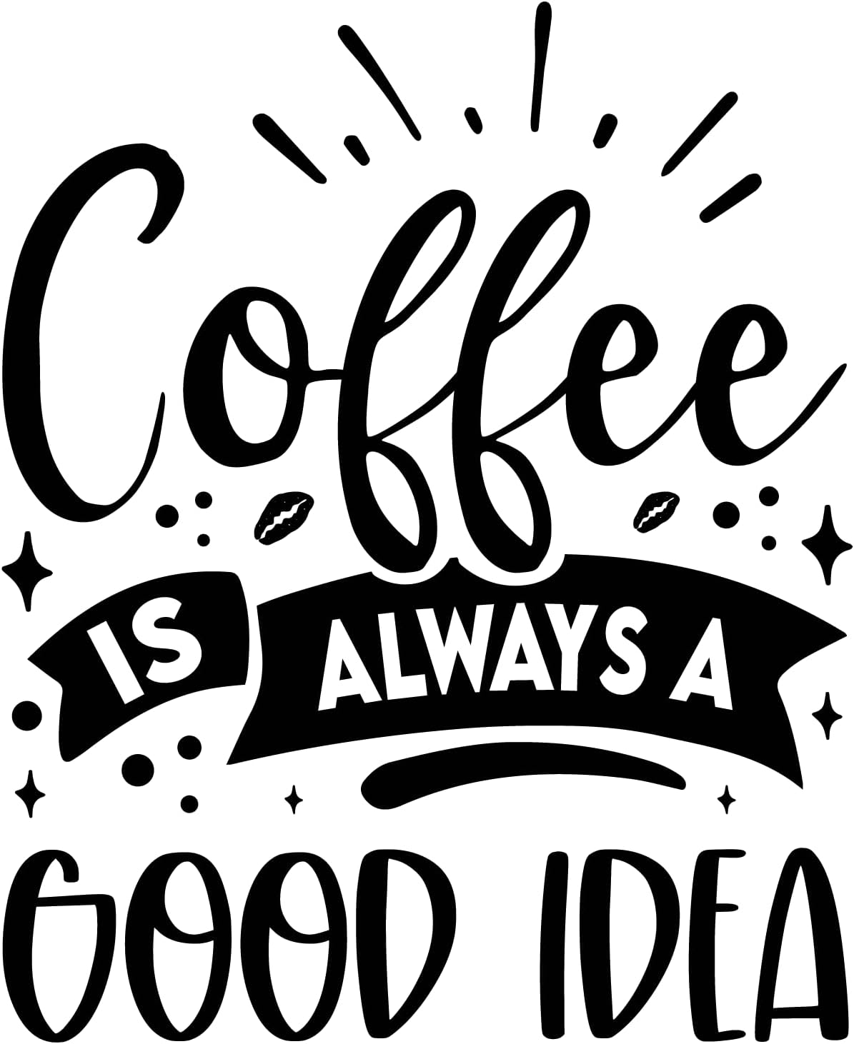 Inspirational Quote "Coffee is Always A Good Idea" Motivational Sticker Vinyl Decal Motivation Stickers- 5" Vinyl Sticker Waterproof