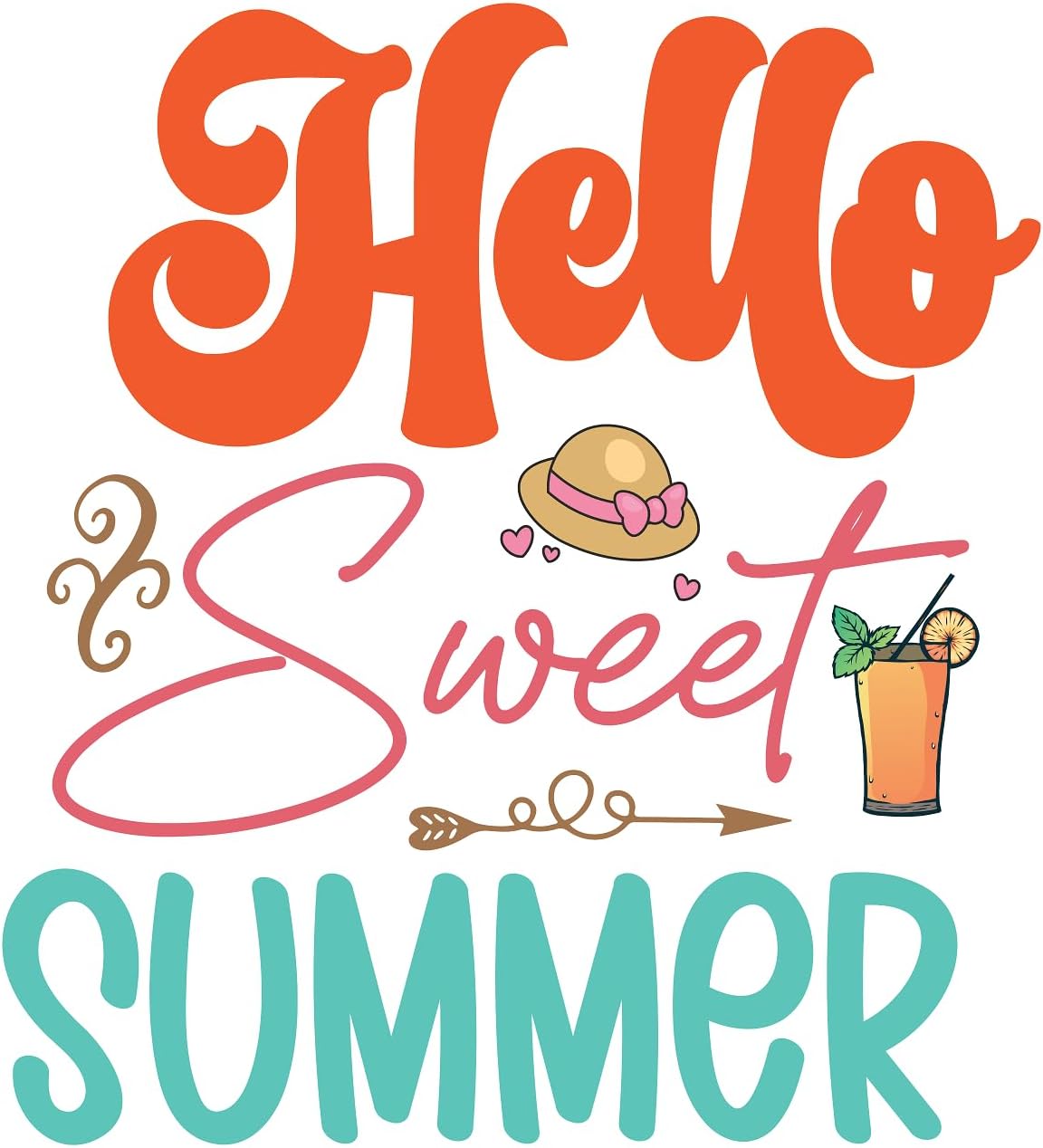 Inspirational Quote "Hello Sweet Summer" Motivational Sticker Vinyl Decal Motivation Stickers- 5" Vinyl Sticker Waterproof