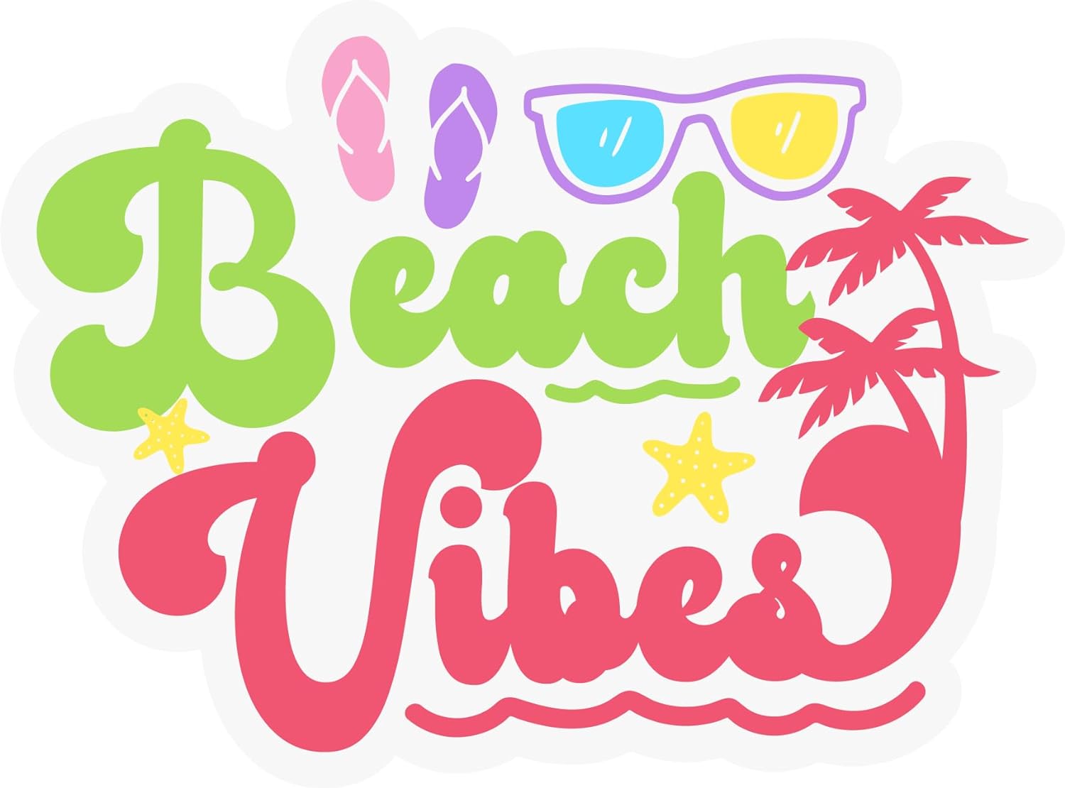 Inspirational Quote "Beach Vibes" Motivational Sticker Vinyl Decal Motivation Stickers- 5" Vinyl Sticker Waterproof
