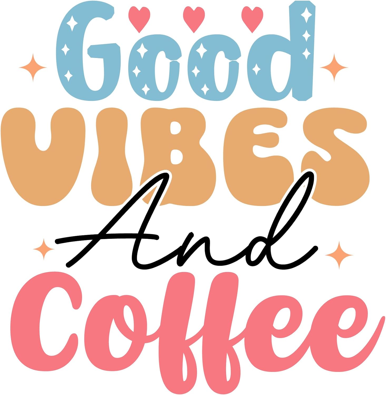Inspirational Quote "Good Vibes and Coffee" Motivational Sticker Vinyl Decal Motivation Stickers- 5" Vinyl Sticker Waterproof
