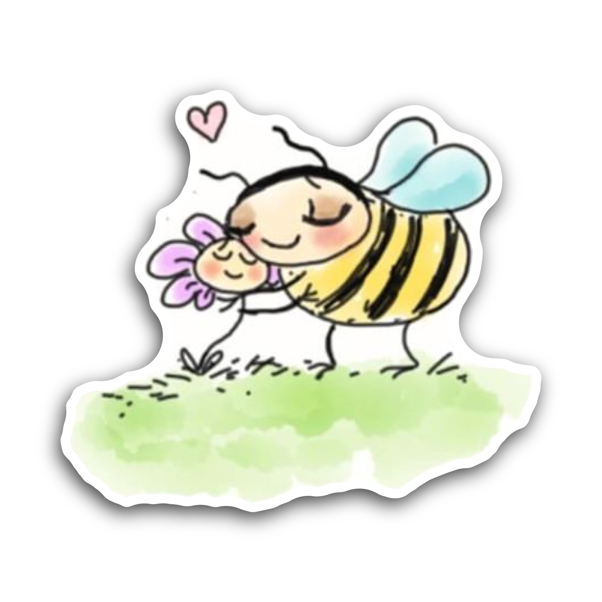 2 (Pieces) 3" and 5" Bee with Flower Sticker, Waterproof Vinyl Decals for Many Purpose Like Cars, Tr