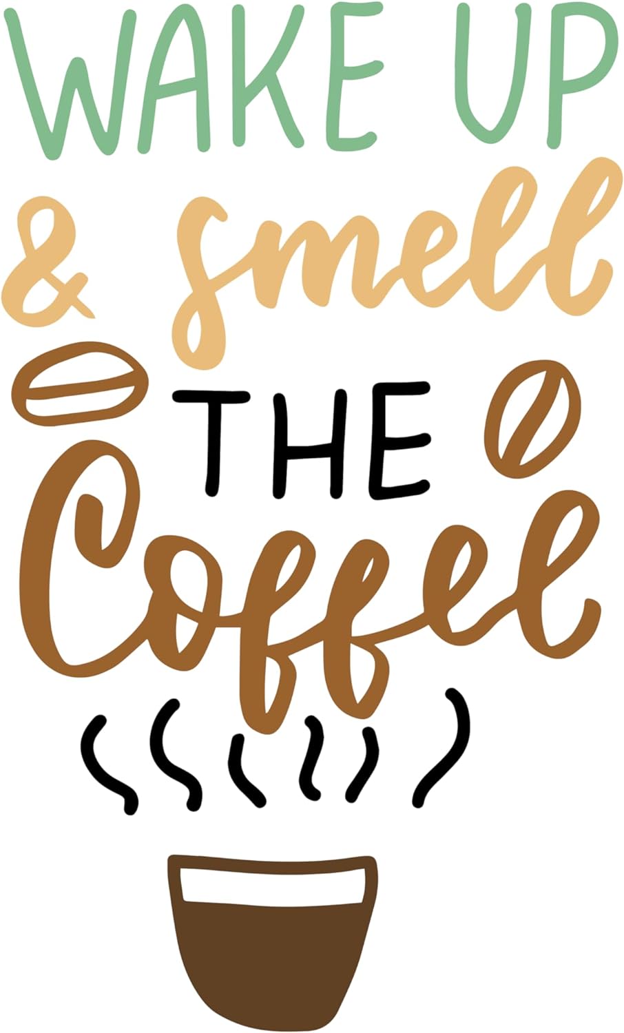 Inspirational Quote "Wake Up & Smell The Coffee" Motivational Sticker Vinyl Decal Motivation Stickers- 5" Vinyl Sticker Waterproof