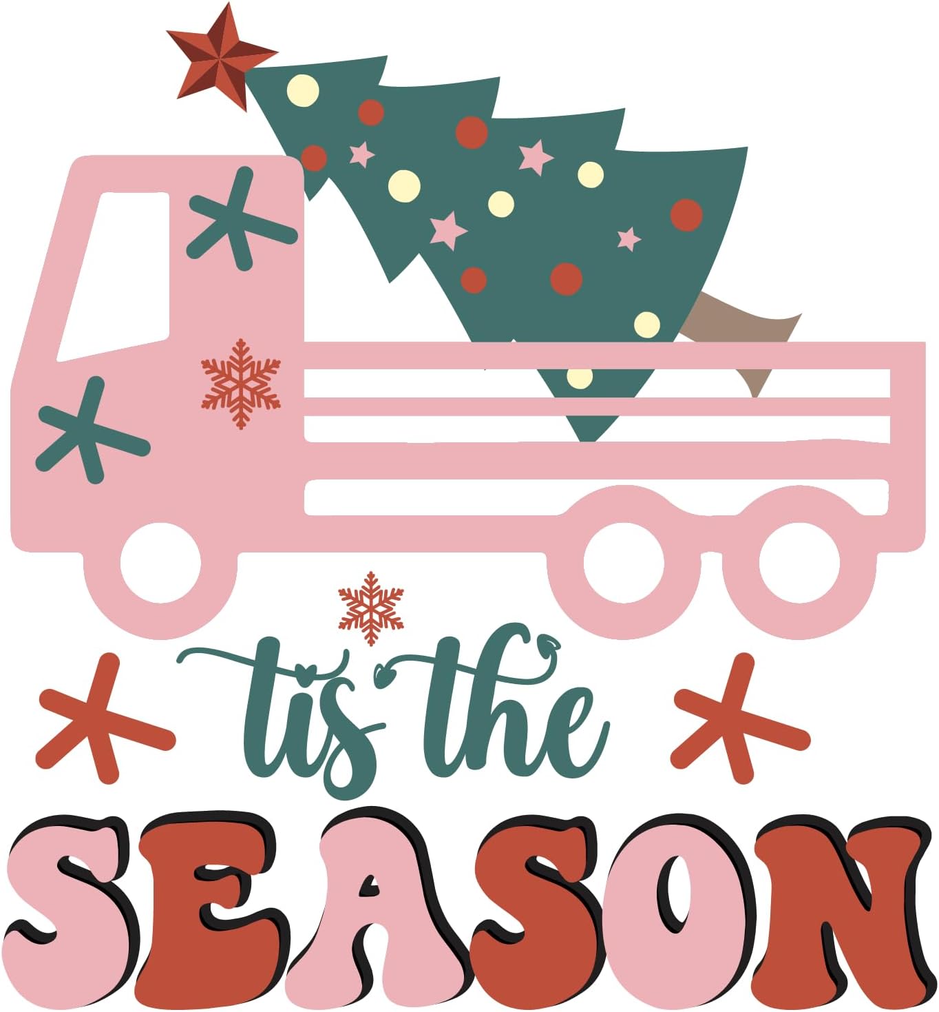 Inspirational Quote Tis The Season Xmas Tree Truck Delivery Motivational Sticker Vinyl Decal Motivation Stickers- 5" Vinyl Sticker Waterproof
