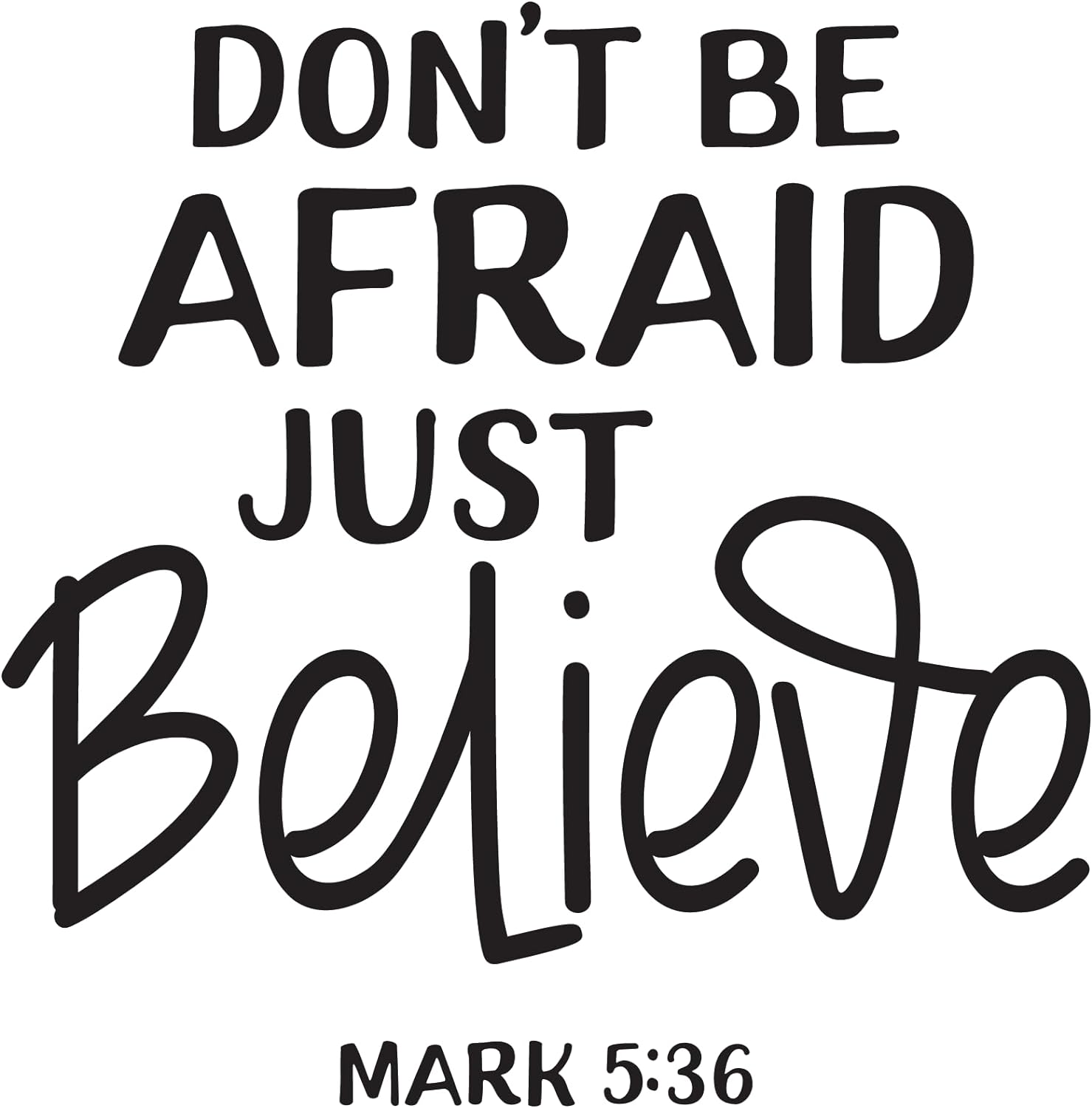 Inspirational Quote "Don't Be Afraid Just Believe Mark 5:36 Sticker" Motivational Sticker Vinyl Decal Motivation Stickers- 5" Vinyl Sticker Waterproof