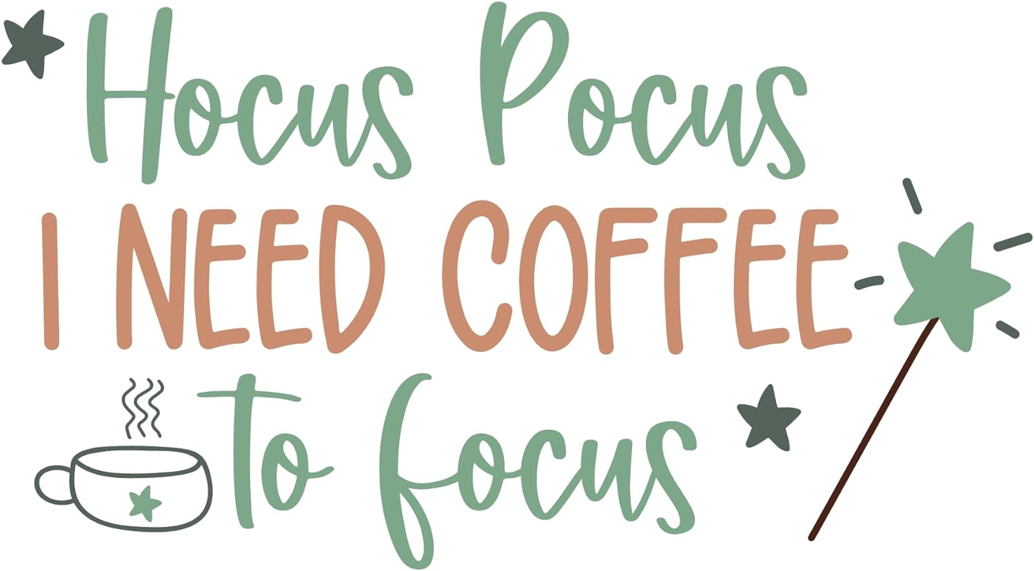 Inspirational Quote "Hocus Pocus I Need Coffee to Focus" Motivational Sticker Vinyl Decal Motivation Stickers- 5" Vinyl Sticker Waterproof