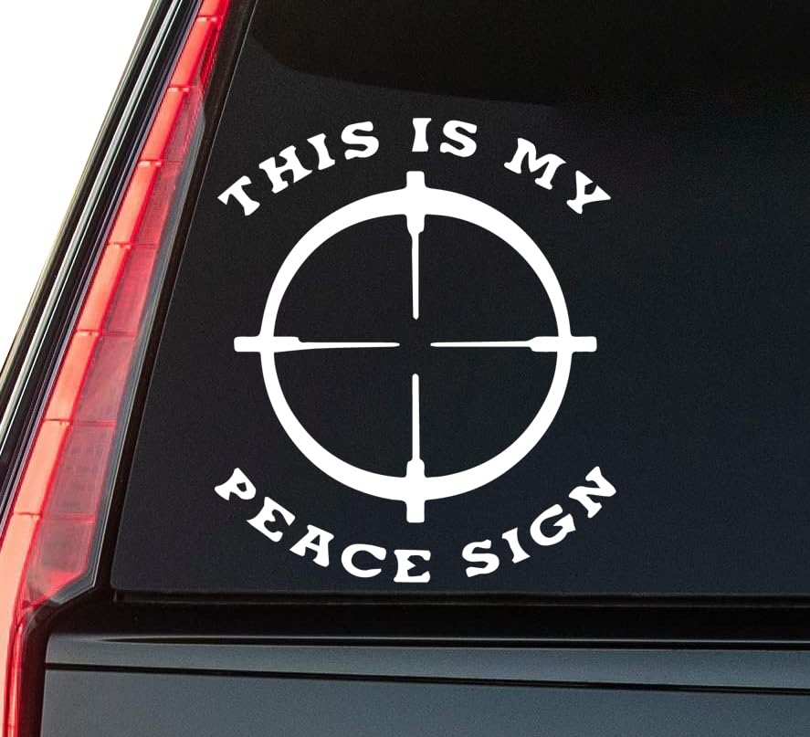This is My Peace Sign Window Vinyl Decal Sticker 6" (White), Waterproof Vinyl Decals for Many Purpos