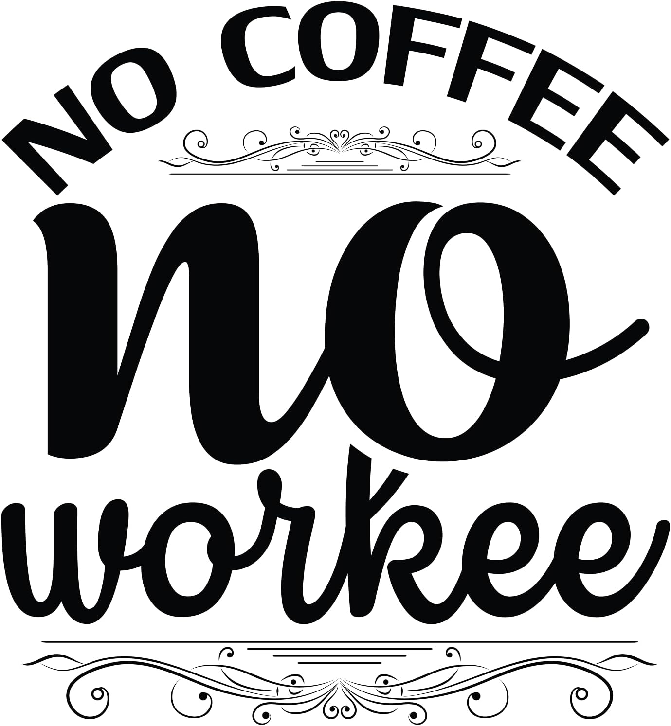 Inspirational Quote "No Coffee No Workee" Motivational Sticker Vinyl Decal Motivation Stickers- 5" Vinyl Sticker Waterproof
