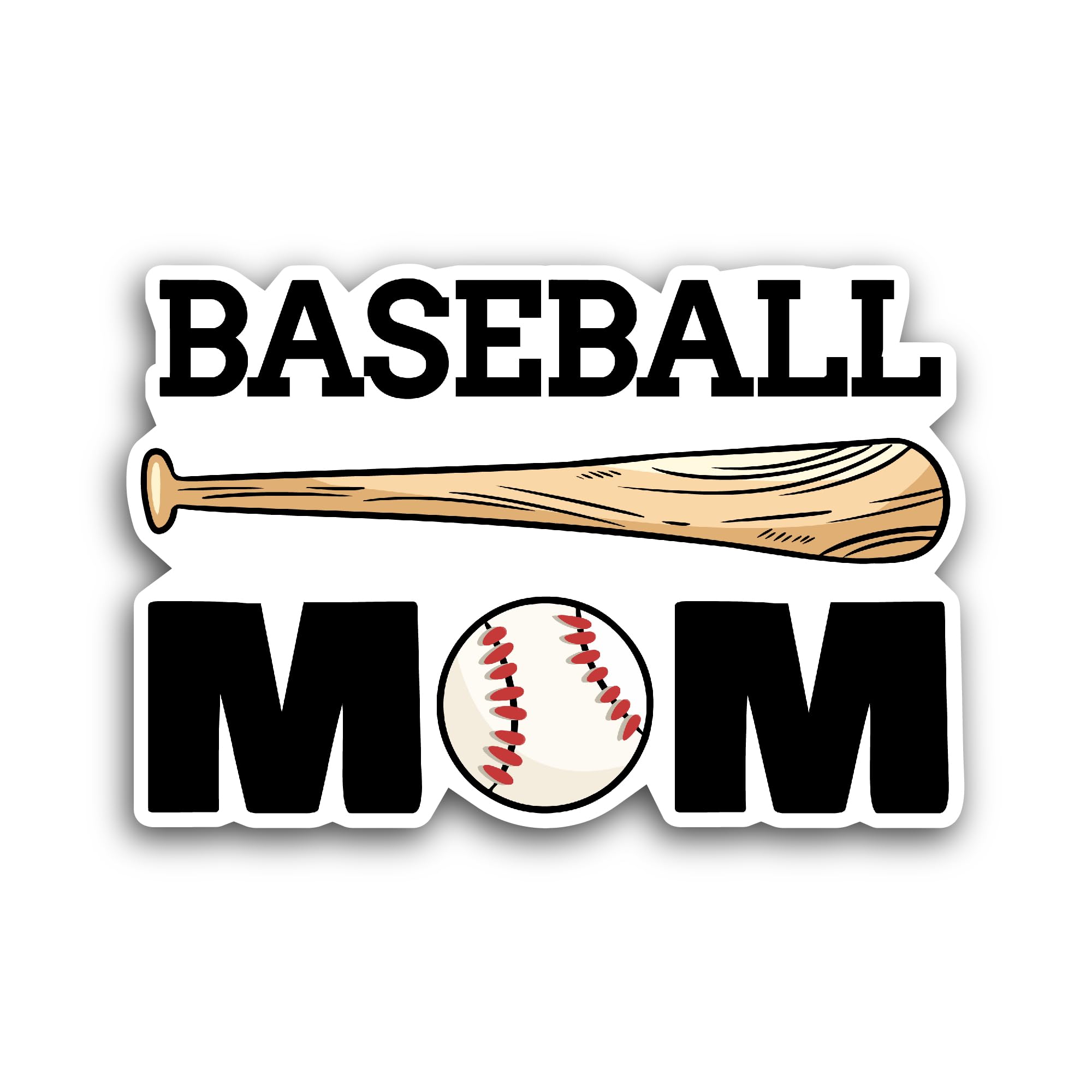 2 (Pieces) 3" and 5" Baseball Mom Sticker, Waterproof Vinyl Decals for Many Purpose Like Cars, Truck