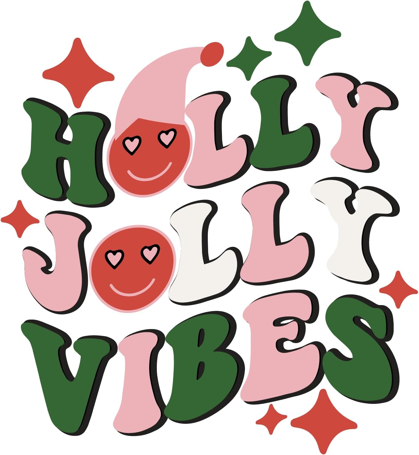 Inspirational Quote Holly Jolly Vibes Hear Smile Motivational Sticker Vinyl Decal Motivation Stickers- 5" Vinyl Sticker Waterproof