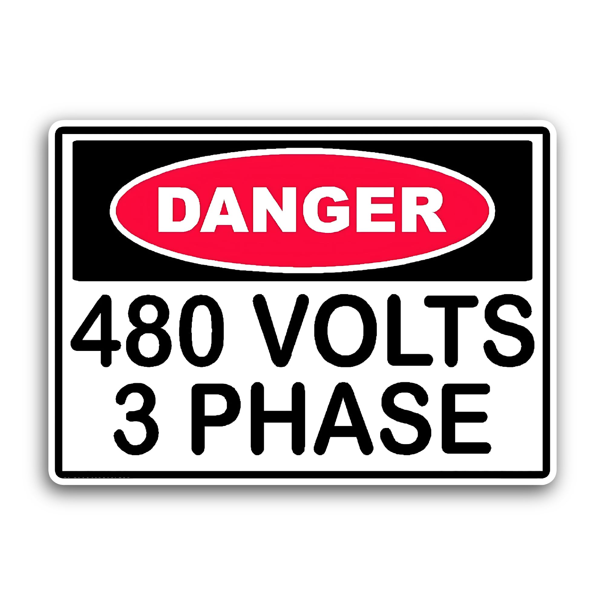 2 (Pieces) 3" and 5" Danger 480 Volts 3 Phase Sticker, Waterproof Vinyl Decals for Many Purpose Like
