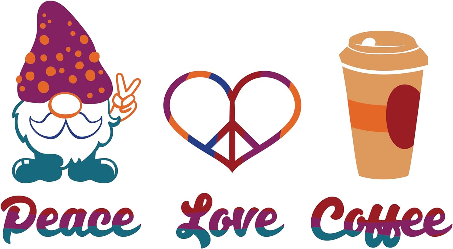 Inspirational Quote "Peace Love Coffee" Motivational Sticker Vinyl Decal Motivation Stickers- 5" Vinyl Sticker Waterproof