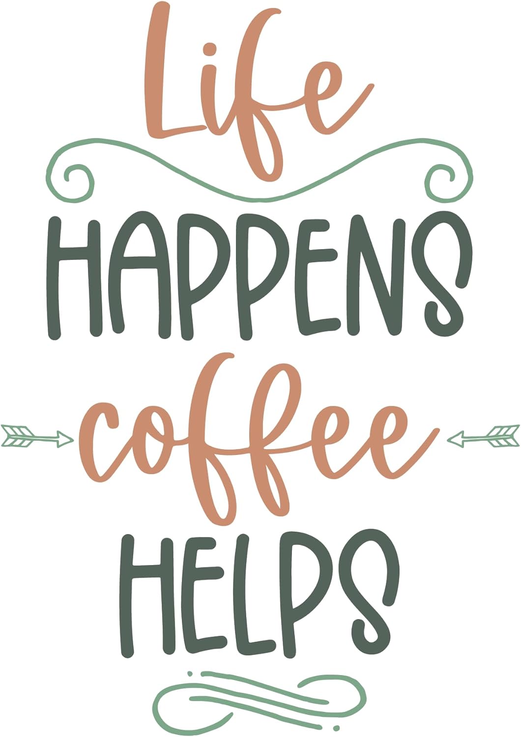 Inspirational Quote "Happens Coffee Helps-" Motivational Sticker Vinyl Decal Motivation Stickers- 5" Vinyl Sticker Waterproof