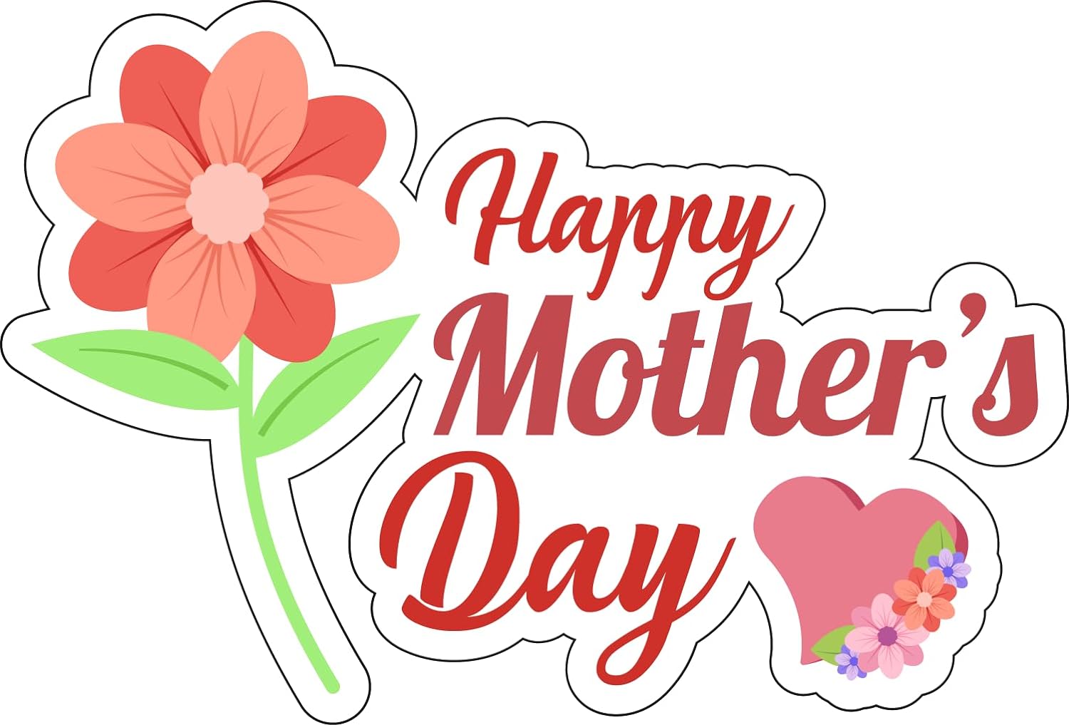 Inspirational Quote "red Happy Mothers Day" Motivational Sticker Vinyl Decal Motivation Stickers- 5" Vinyl Sticker Waterproof