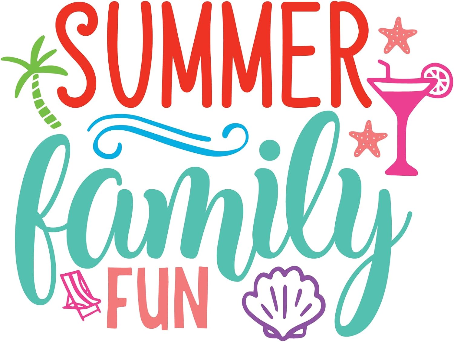 Inspirational Quote "Summer Family Fun" Motivational Sticker Vinyl Decal Motivation Stickers- 5" Vinyl Sticker Waterproof
