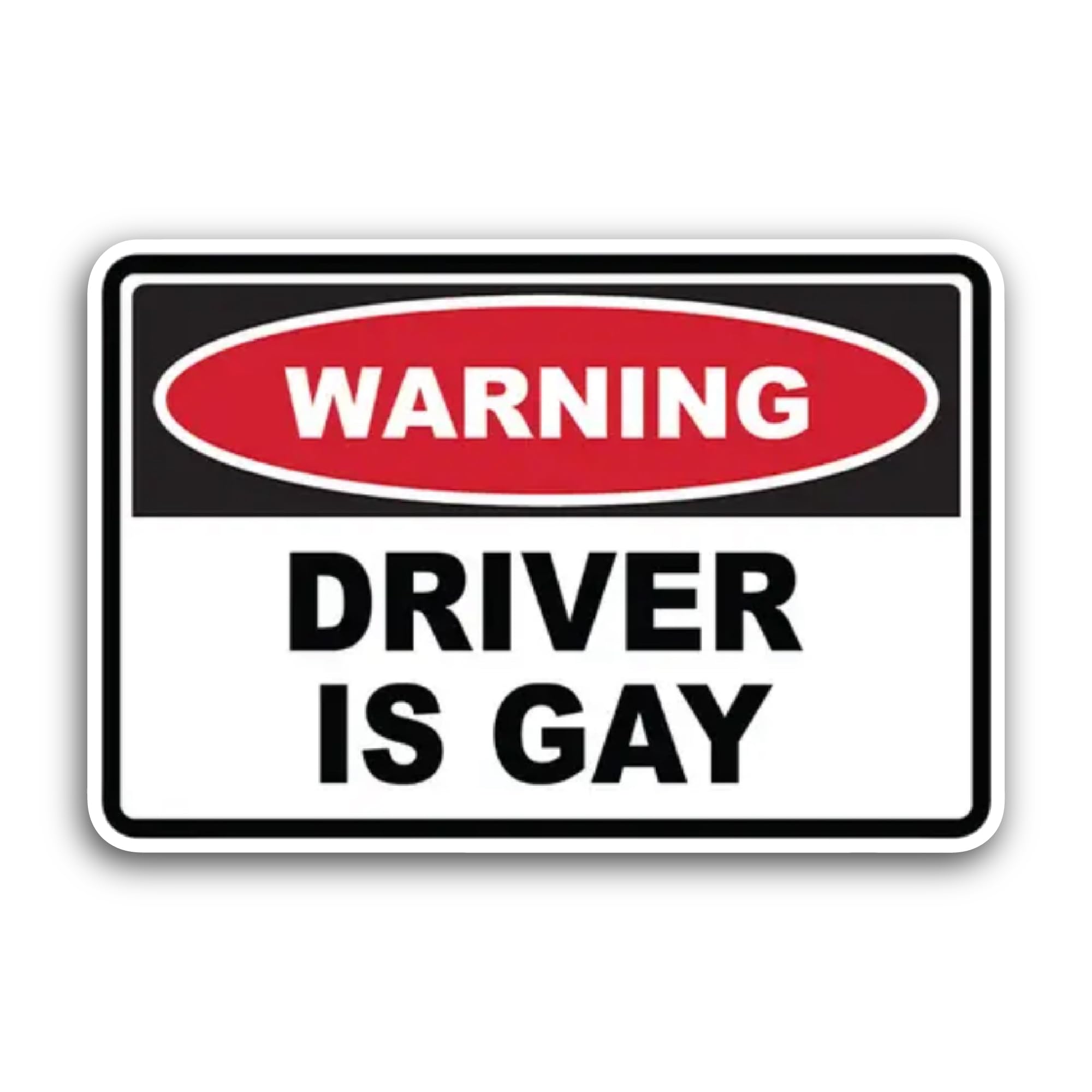 2 (Pieces) 3" and 5" Warning Driver is Gay Text Sticker, Waterproof Vinyl Decals for Many Purpose Li