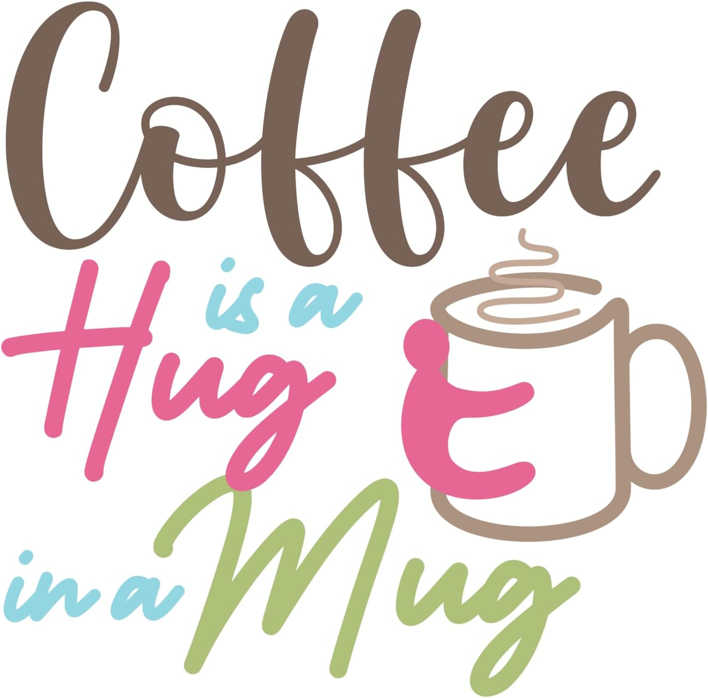 Inspirational Quote "Coffee is A Hug in A Mug-" Motivational Sticker Vinyl Decal Motivation Stickers- 5" Vinyl Sticker Waterproof