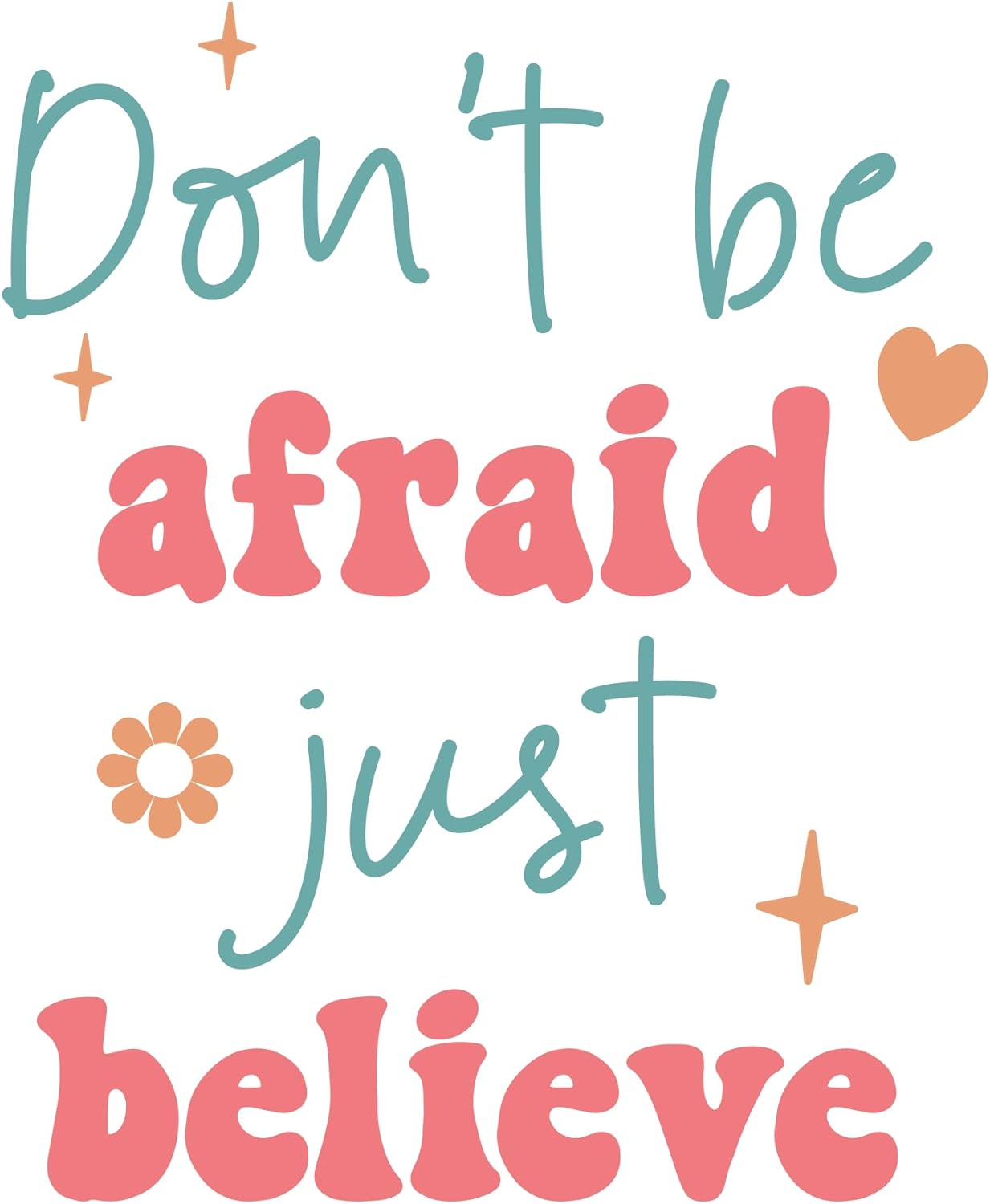 Inspirational Quote "Don't Be Afraid Just Believe" Motivational Sticker Vinyl Decal Motivation Stickers- 5" Vinyl Sticker Waterproof