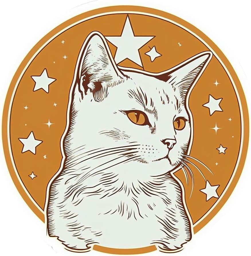 Inspirational Quote "Cute, Cat in The Circle" Motivational Sticker Vinyl Decal Motivation Stickers- 5" Vinyl Sticker Waterproof