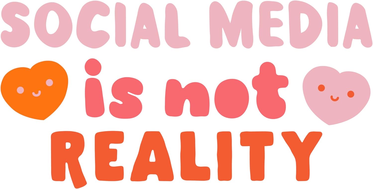 Inspirational Quote "Social Media is Not Reality" Motivational Sticker Vinyl Decal Motivation Stickers- 5" Vinyl Sticker Waterproof