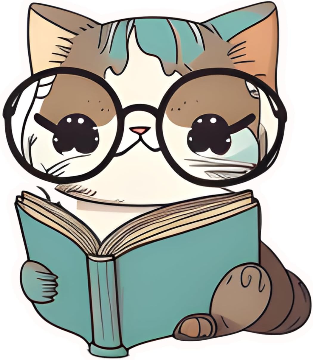 Inspirational Quote Cat Reading Book Motivational Sticker Vinyl Decal Motivation Stickers- 5" Vinyl Sticker Waterproof